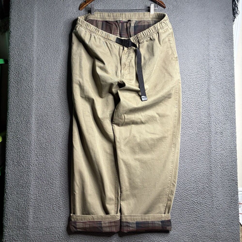 Vintage Gramicci Flannel Lined Climbing Pants Men's 2XL Tan Brown Belted XXL